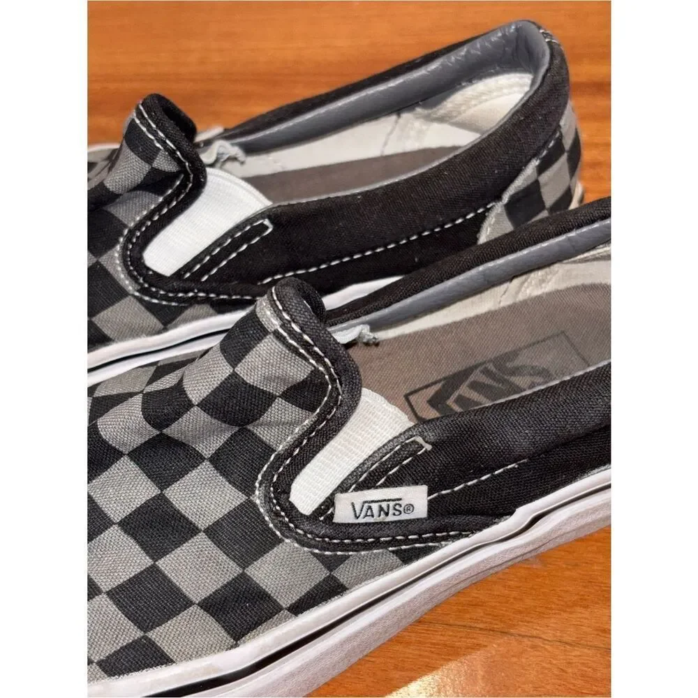 Vans Kids Slip-On Checkerboard Sneakers - Black & Gray